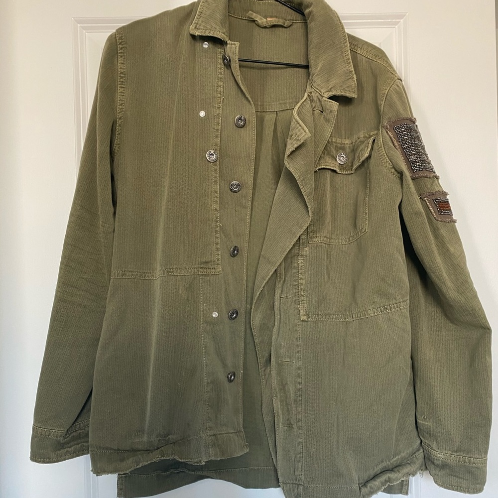 Free People embellished military shirt